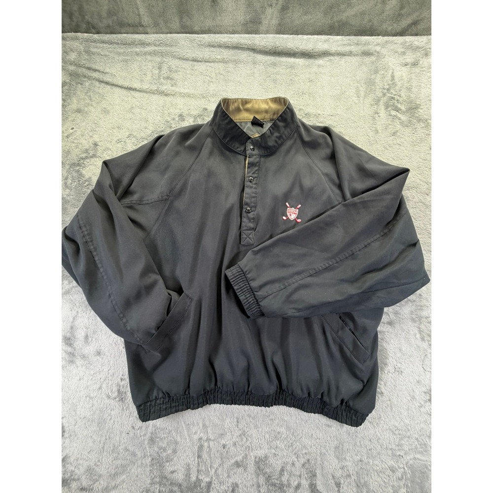 Totes Elite Series Mens XL Golf Windbreaker Black Tan Quarter Snap Jacket